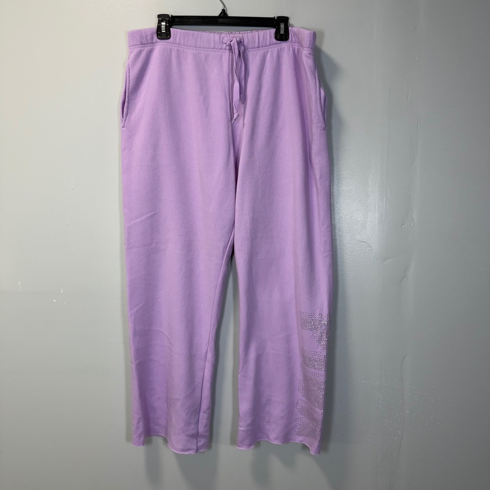 Victoria's Secret PINK Lilac Rhinestone Logo Wide Leg Sweatpants Large